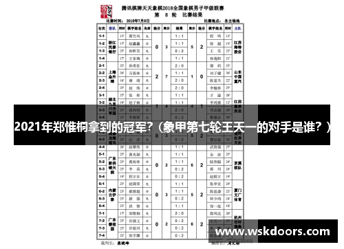2021年郑惟桐拿到的冠军？(象甲第七轮王天一的对手是谁？)